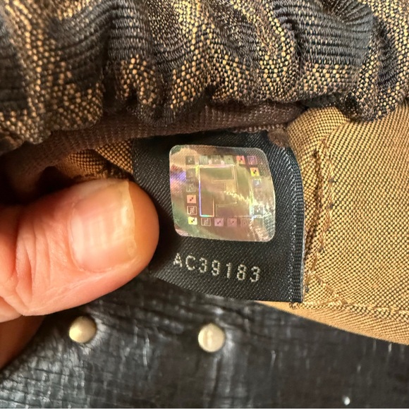 Authentic Vintage Fendi Magic Bag Canvas Dark Brown Leather Trim Y2K 2000s Clean - Picture 5 of 10